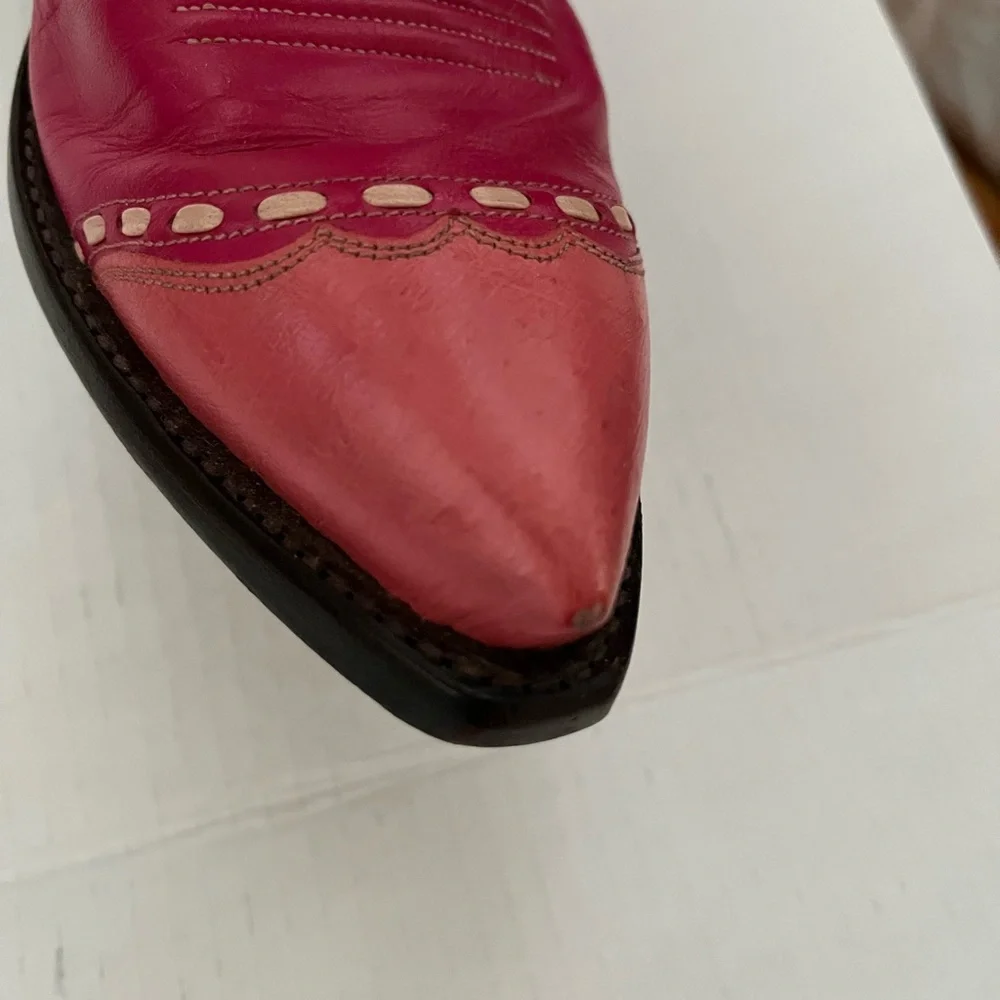 Lucchese Pink Embroidered Western CowgirlBoots - Picture 9 of 15